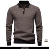 AIOPESON Classic Striped Knitwear Men Cotton Blend Sweater Mock Neck Warm Thickened Old Money Luxury Winter Sweaters for Men