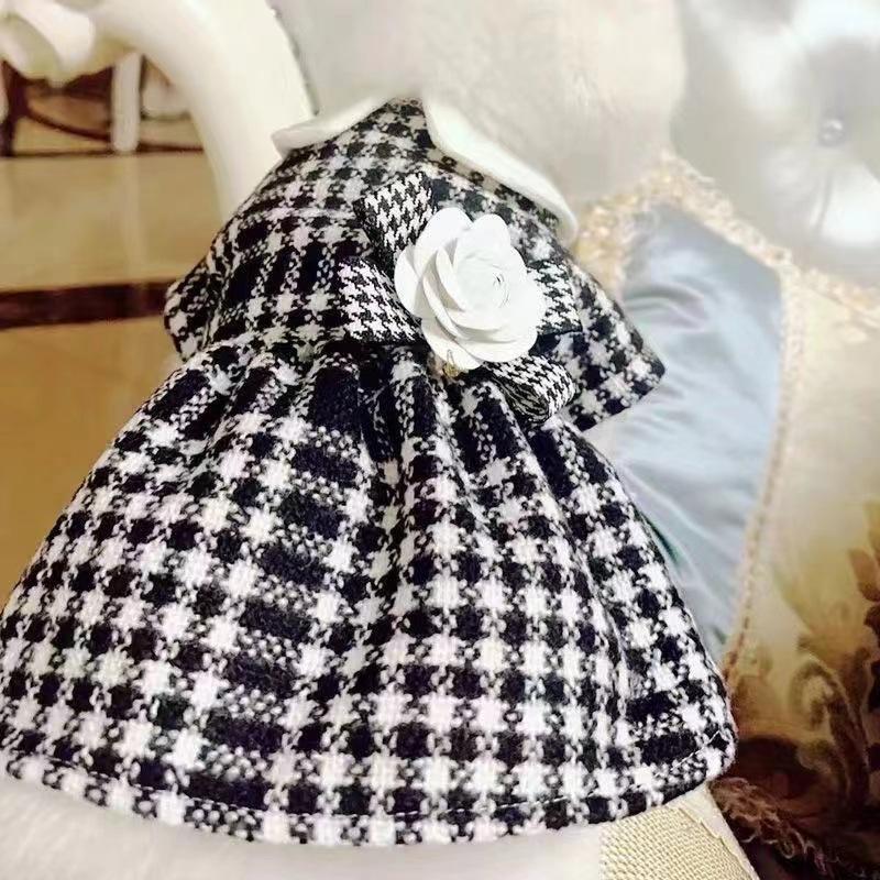 Pet Trendy Small Fragrant Wind Dog Thousand Bird Одежда Весна И Осень Тонкий Тедди, Чем Медведь Шнауцер Маленький Щенок Кошка