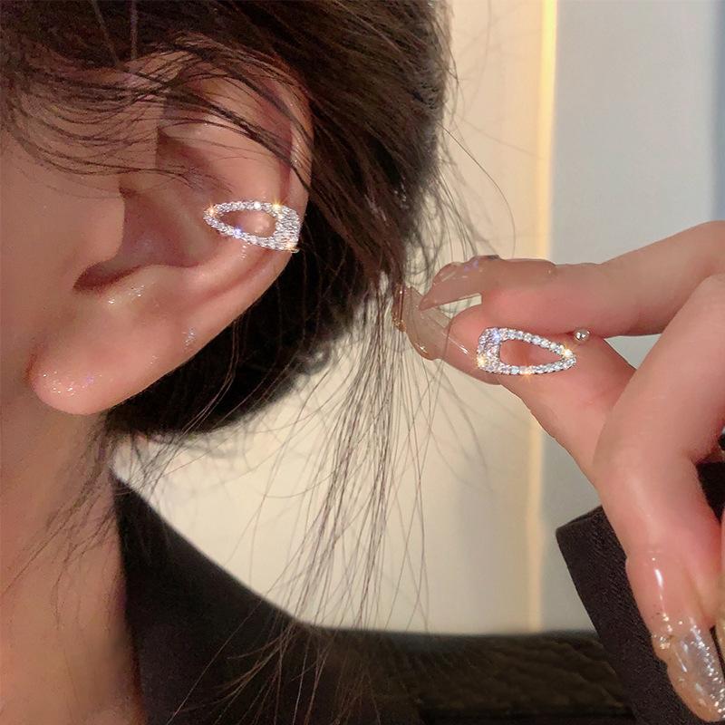 Модная заколка для ушей с цирконием, серьги-манжеты без пирсинга, 2023, модные уникальные металлические зажимы для ушей в стиле панк с геометрическим рисунком для женщин, ювелирные изделия