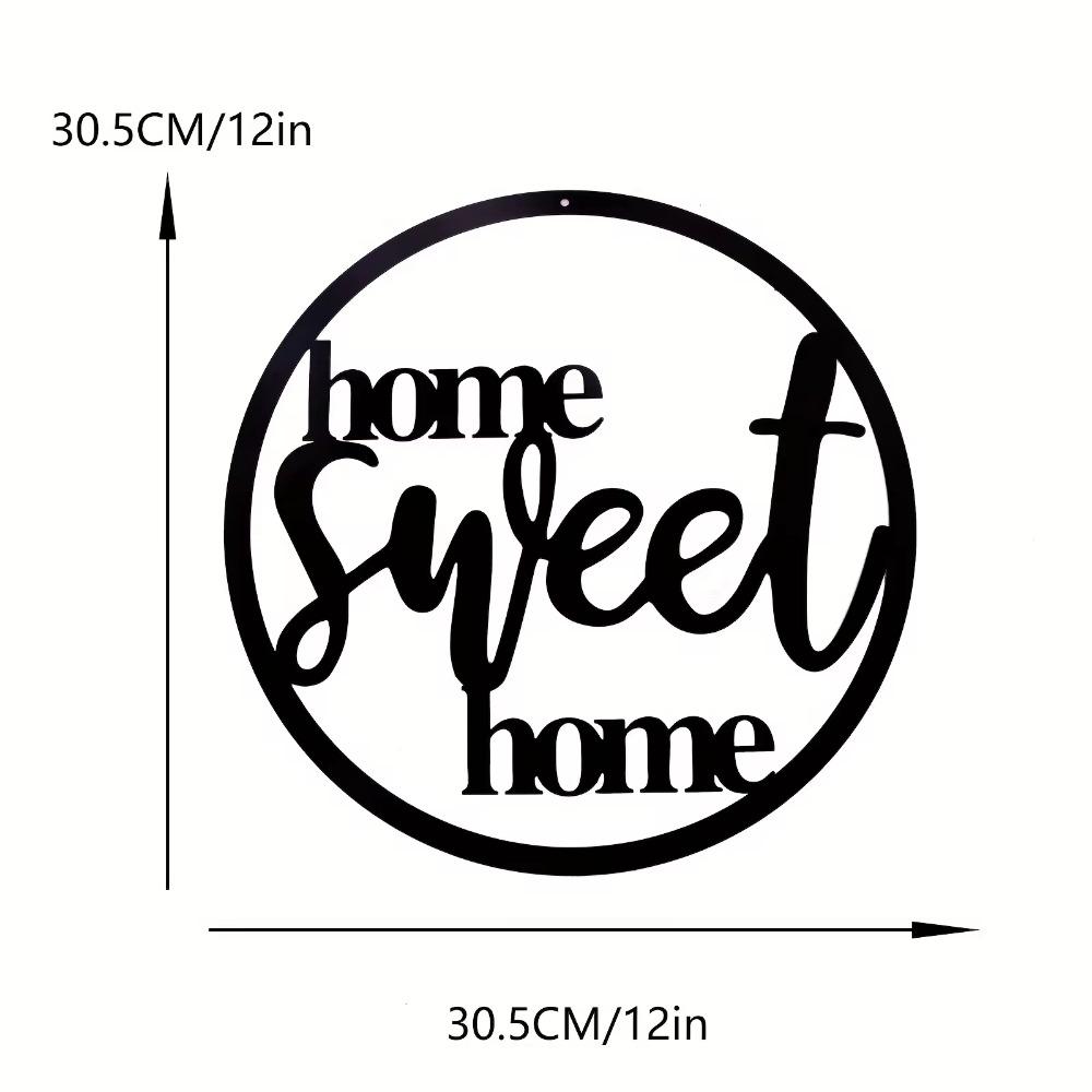 12in Black Metal "Home Sweet Home" Sign Elegant Wall Decor with Flowers Stylish Living Room & Bedroom Wall Art Room Decoration