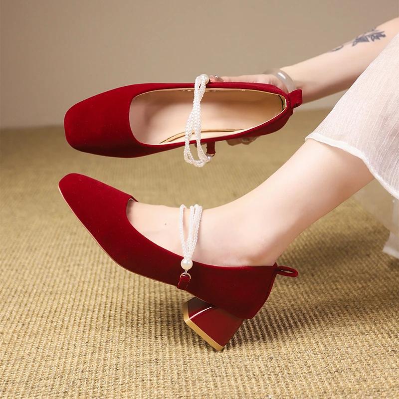 2024 Новые дизайнерские женские туфли Мэри Джейн, модные однотонные легкие туфли на блочном каблуке, женские уличные платья, элегантные туфли Zapatos