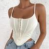 Fish Bone Diamond Tank Top U Neck Breast Crop Tops Women Summer Camis Solid Color Camisole Fashion Tube Female Sleeveless Cropped Vest Y2K Clothes