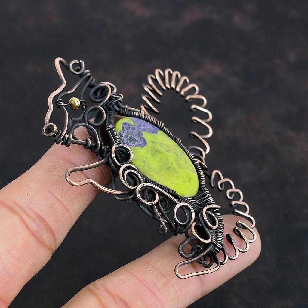 Подвеска Stichtite, медная проволочная обертка, подвеска в виде кролика, драгоценный камень, медная подвеска, ювелирные изделия ручной работы, проволочная обертка, подарки на помолвку