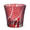 Nostalgia Kiriko Glass Ranbori Komon Red with Bottom by Bisho J-kitchens Cup, 94xH85mm, 240cc, (Small Pattern) Engraving, (Current Model)