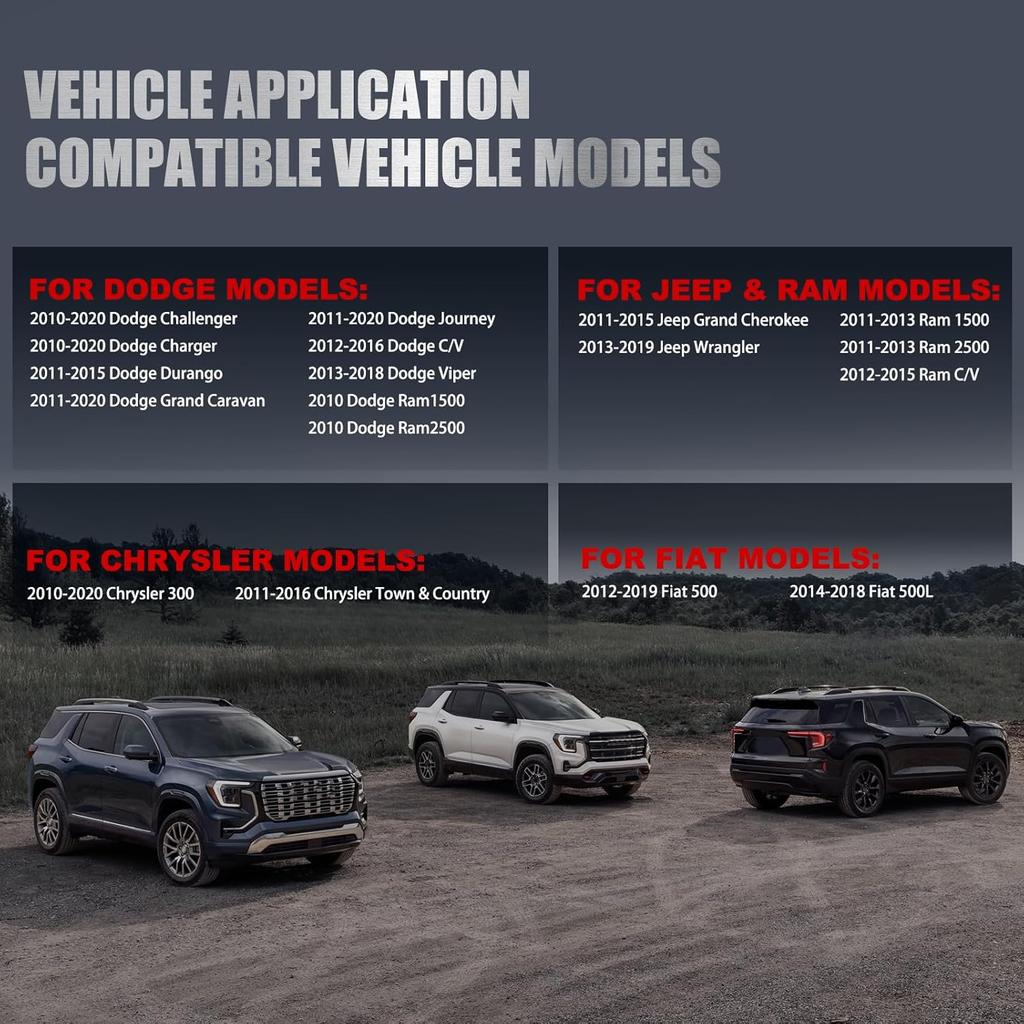 Датчик TPMS, совместимый с Chrysler Dodge Jeep Ram Fiat - 4 шт., предварительно запрограммированный, 433 МГц, датчик контроля давления в шинах для 300 Durango Challenger