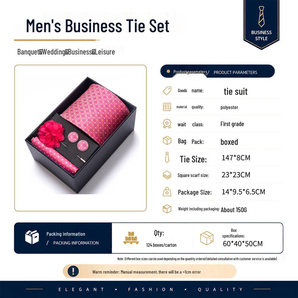 Men's Blue-Gold Stripe Tie Set: Includes Pocket Square, Cufflinks & Lapel Pin in Gift Box - Perfect for Gifts