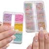 6 Grid Macaron Bubble Beads Nail Art Decoration, Mixed 3D Candy Colors Nail Caviar Bead Manicure Accessories