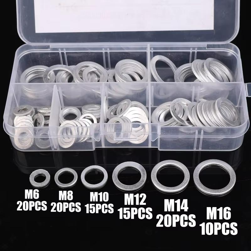 100PCS M6-M14 Car Sealing Gasket Aluminum Screw Washer Auto Engine Bottom Oil Drain Screw Sealing Gasket Accessories