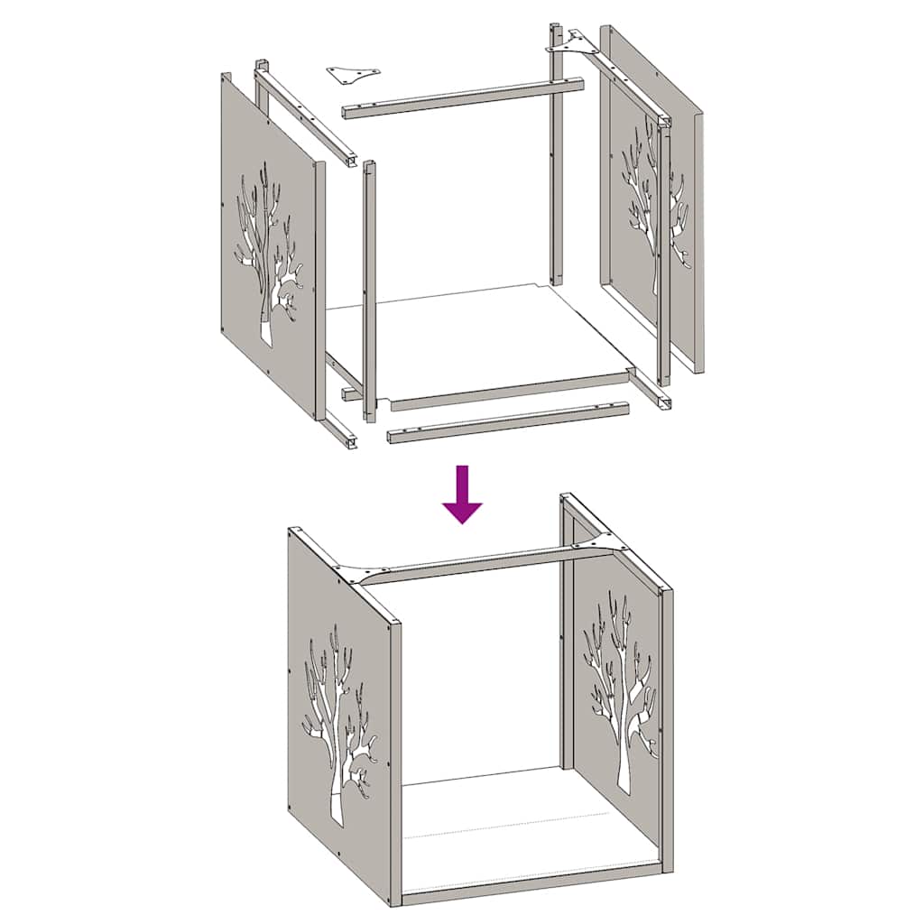 Firewood Rack White 40 x 40 x 40 cm Cold Rolled Steel