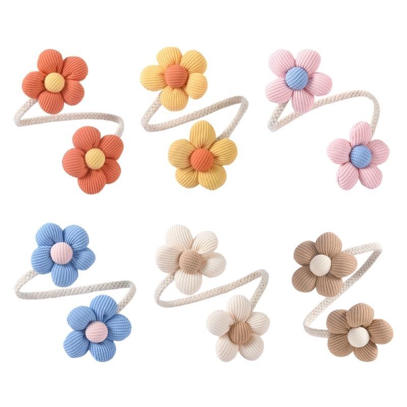 Colorful Flower Curtain Ties Clips Set of 4 Decorative Drapery Holders Holdbacks Metal Rope Tiebacks for Window Decors