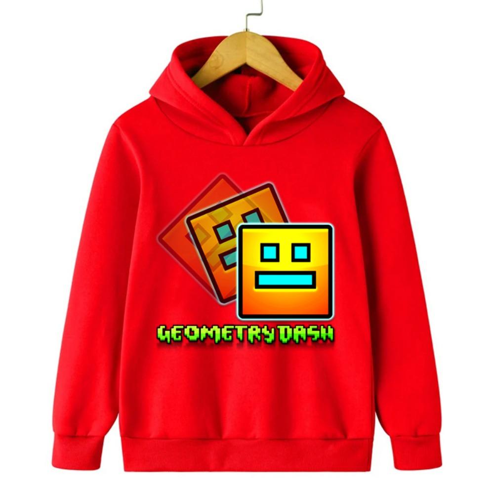 Игровая толстовка Geometry Dash для детей, пуловер с длинным рукавом, осенние куртки, смешные мультяшные топы для девочек, свитшоты для мальчиков, детская одежда