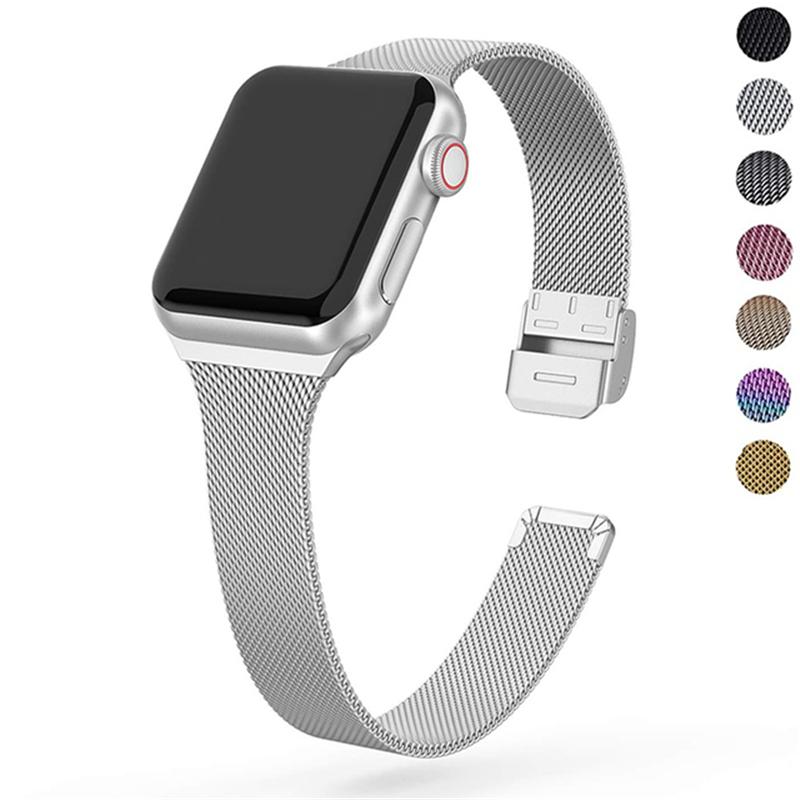 Тонкий ремешок для часов Apple Watch 7/SE/6/5/4/3/2/1 45 мм 41 мм 42 мм 44 мм металлический браслет-петля для iWatch 38 мм 40 мм ремешок для часов