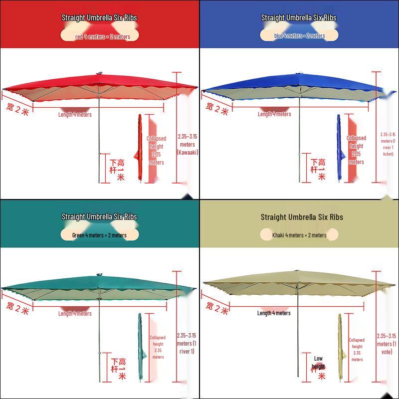 Large Rectangular Folding Patio Umbrella with Canopy Sun Protection