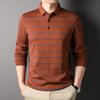 Autumn Men's Casual Long-Sleeved Lapel T-shirt Middle-Aged Leisure Striped Cotton Bottoming New Polo Shirt Men