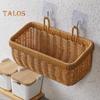 Woven Storage Basket Wall Hanging Vegetable Organizer Breathable Design Large Capacity Easy Access Wall-Mounted Organizer