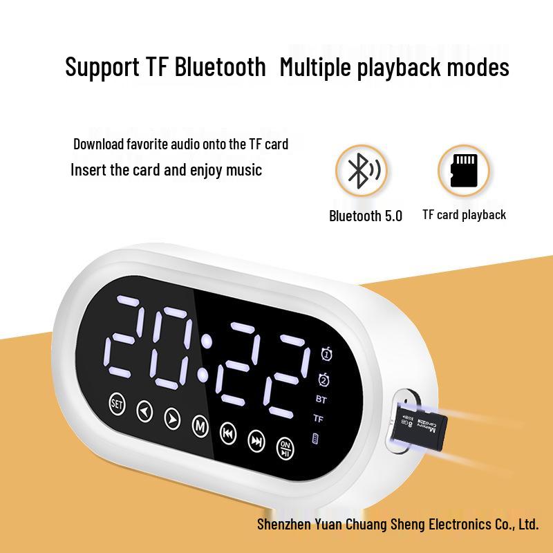 Новая портативная Bluetooth-колонка с двойным будильником и слотом для карт, мощный бас для домашнего использования