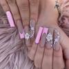 Европа и США носят цветочки на ногтях взрывные битые стразы французский матовый дизайн ногтей модные накладные ногти носить накладку на ноготь готовое изделие