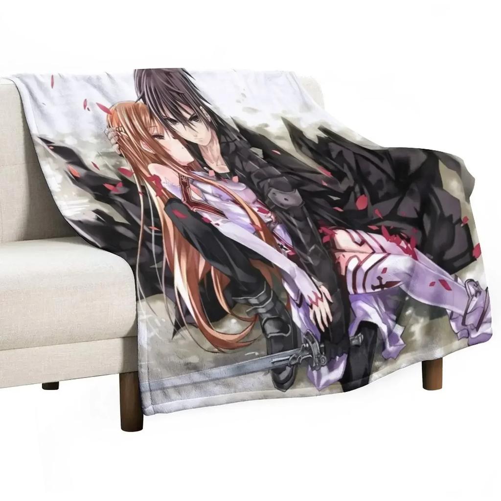 Sword Art Online kirito and asuna Throw Blanket Warm Comfortable Blanket Gift for Parents Friends