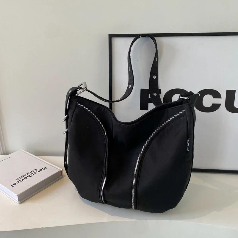 Твердая большая вместительная сумка через плечо для швейных ниток для женщин с мягким внутренним карманом на молнии из нейлона, высокое качество