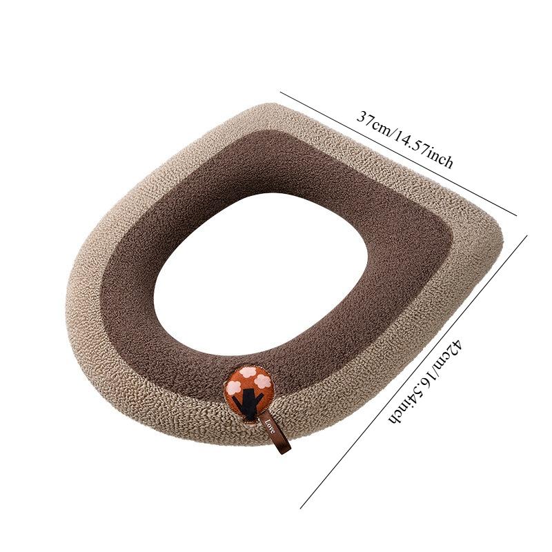 1PC toilet seat cushion universal household toilet cover winter new washable thickened velvet thermal belt handle with gasket