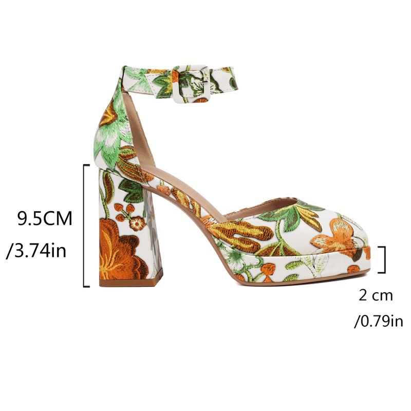 Женские туфли на высоком каблуке, новые весенне-летние непромокаемые женские туфли на платформе, толстом каблуке, большие размеры с принтом