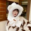 Милая плюшевая шапка-медведь, шарф, комплект из трех предметов, утепленный женский велосипедный чехол, защита ушей, зимняя шапка