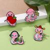 Original Pink Snake God of Wealth Cartoon Badge – Cute Alloy Brooch for Bags and Clothing
