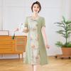 Woxue Летнее длинное платье в китайском стиле для женщин среднего возраста