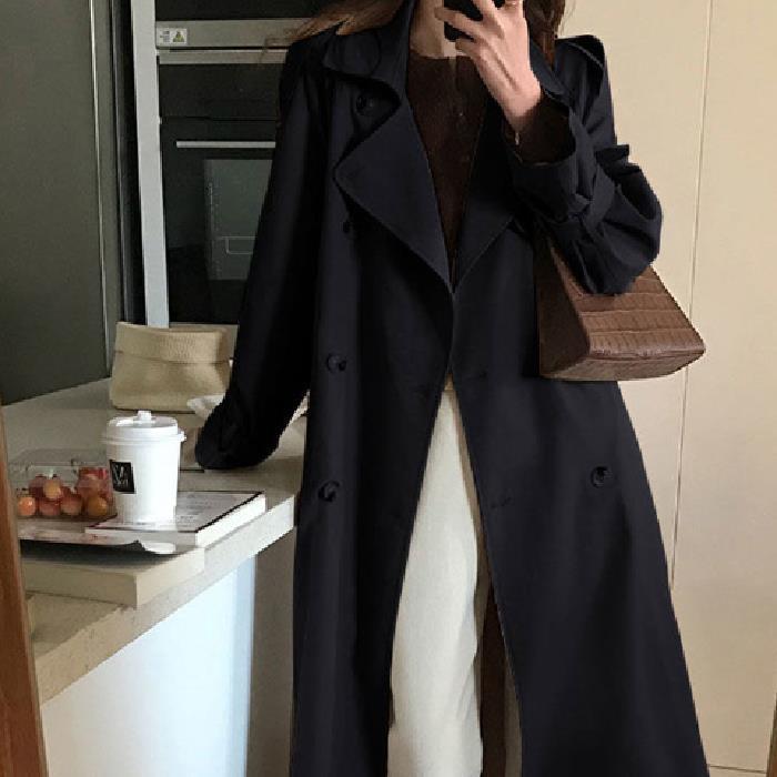 Тренчкот женский средний и длинный маленький 2024 новый осень и зима популярный темперамент шикарный весенне-осенний вариант пальто