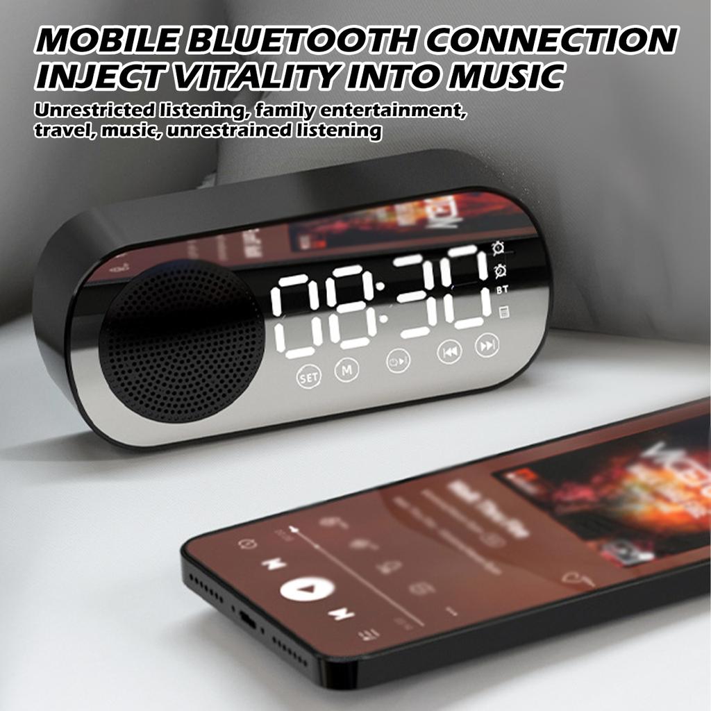 Цифровой Будильник Беспроводной Bluetooth Динамик Светодиодный Дисплей Зеркало Настольный Будильник FM-радио Поддержка TF-карты Громкая Связь