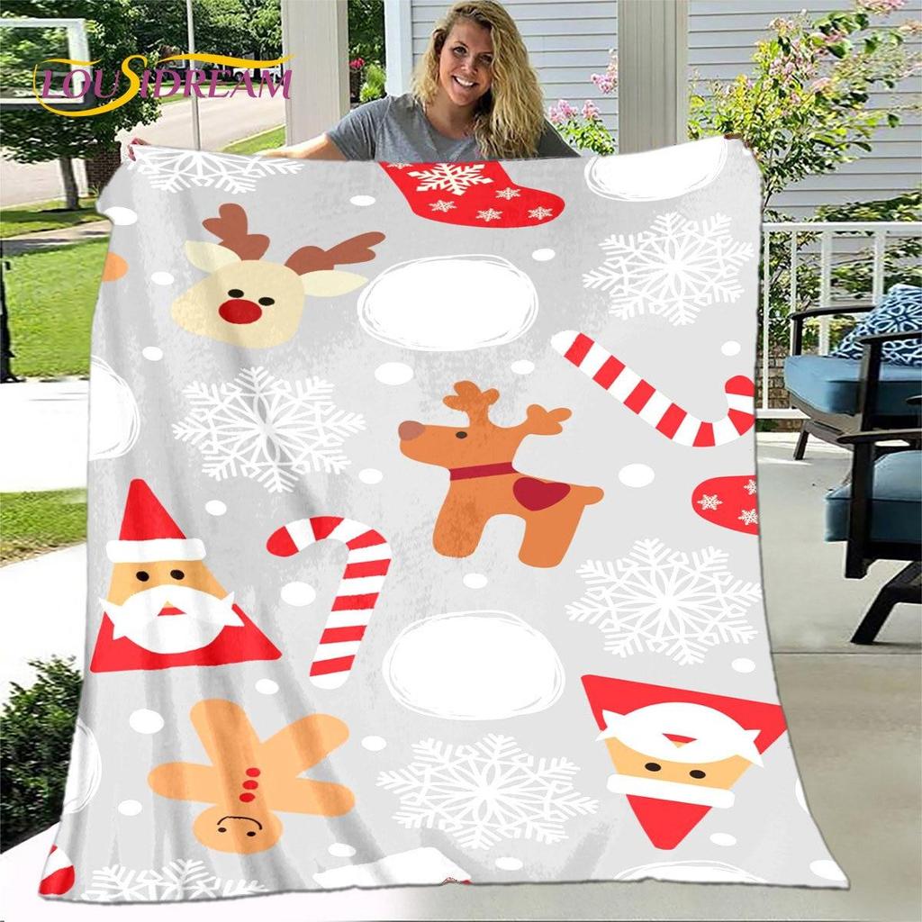 Одеяло с рисунком из мультфильма «С Рождеством и Новым годом», фланелевое одеяло, мягкое теплое одеяло для гостиной, спальни, кровати, дивана, подарок