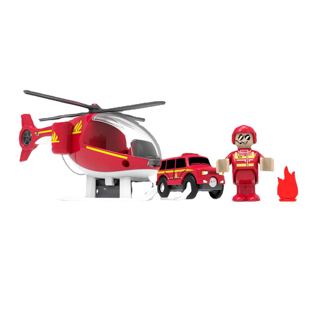 Звуковой светящийся детский игрушечный самолет Maikaff Acousto с деревянным треком для приключений