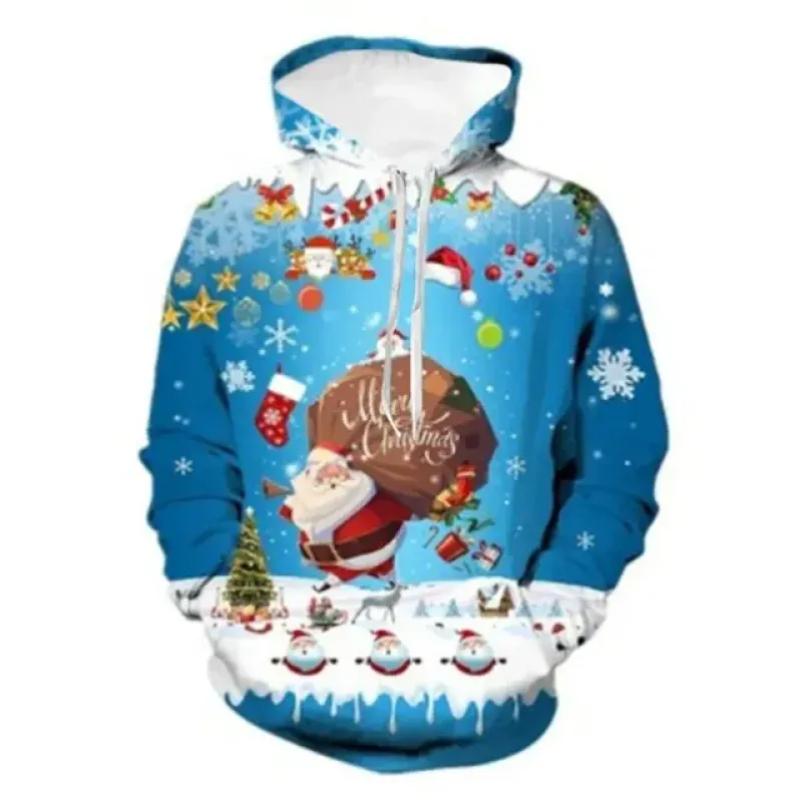 Толстовки мужские модные осенние и зимние рождественские свитера с 3D принтом оверсайз с капюшоном унисекс для мужчин и женщин забавный пуловер в стиле Харадзюку