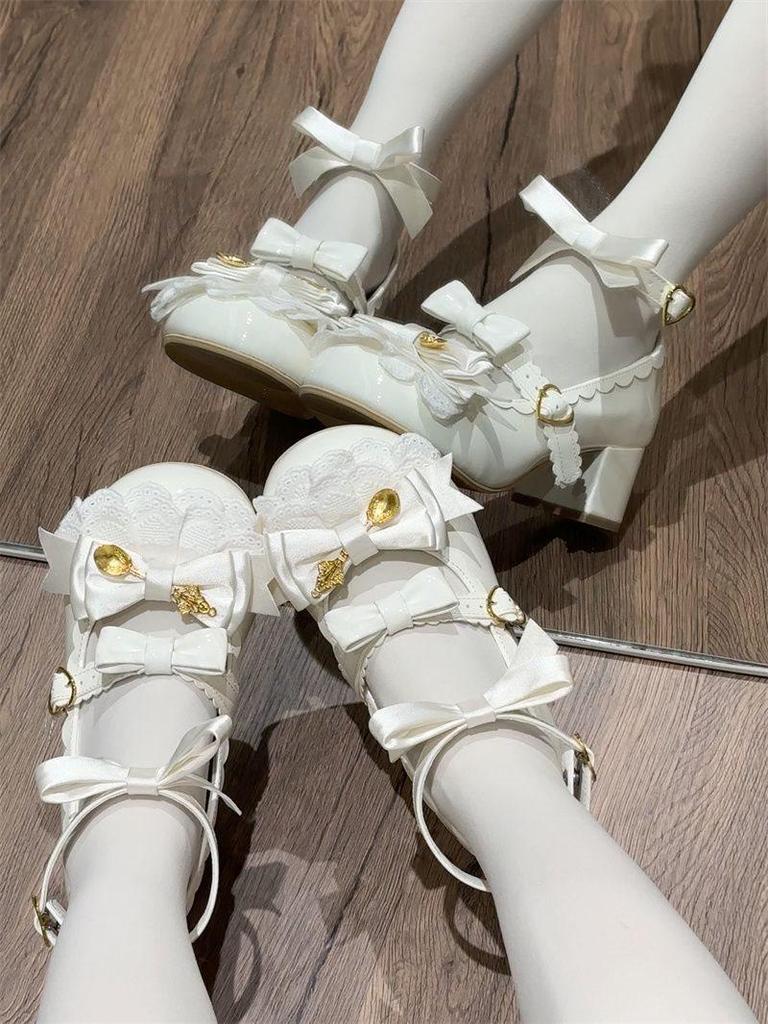 Очаровательные туфли Мэри Джейн в стиле Лолита - Круглый носок с бантом для женщин