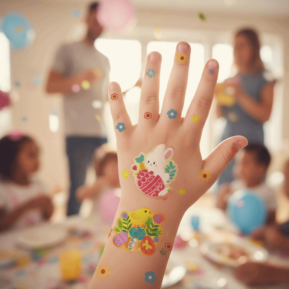 Wrist Arm Face Leg Face Temporary Tattoo Rabbit Carrot Eggs Flower Freckle Tattoo  Easter Day