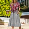 Women's Casual Cute Pattern Print Round Neck Midi Dress Basic Classic Outdoor Everyday Short Sleeve Loose Dress