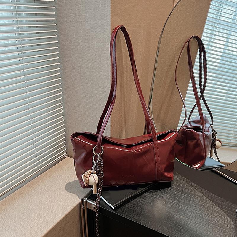 Women's Tote Bag Solid Pu Leather Letter Print Underarm Bags Female Commute Versatile Satchels Handbag Lady Shoulder Pack