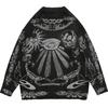 Gothic Fashion Harajuku Punk Rock Hip Hop Skull Dark Flame Y2KO Collar Long Sleeve Knit Sweater