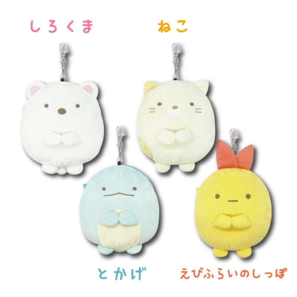 Кейс для проездного на катушке Hatayama Shoji Sumikko Gurashi с Полярным мишкой и Жареной креветкой. Идеально подходит для поездок на работу или в качестве милого аксессуара. Полярный мишка H15 x W13 см Вырубной Мишка, Кошка, Ящерица,