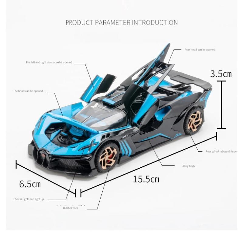 1/32 Bugatti Bolide Supercar литая игрушечная модель автомобиля со звуком и светом детские игрушки коллекционные предметы подарок на день рождения