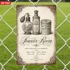 Vintage Powder Room Metal Sign with Perfume Bottle, Tooth Powder, and Buttermilk Soap