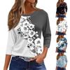 Женская футболка с принтом, рукав 3/4, повседневная, модная, на выходные, базовая, с круглым вырезом, стандартный топ