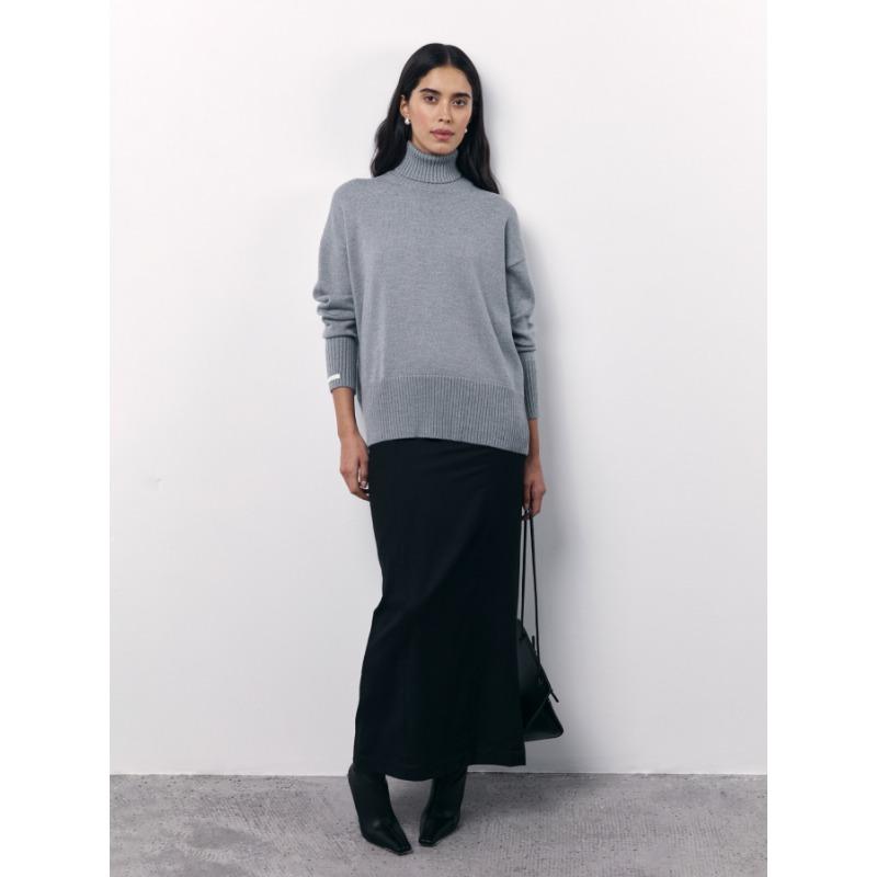 Женский осенне-зимний свободный вязаный свитер с высоким воротом