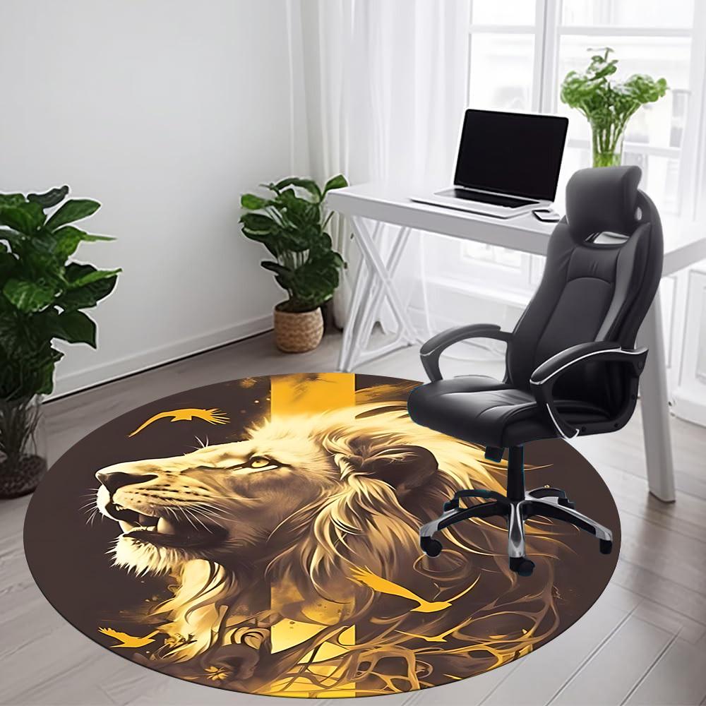 1 шт. Круглый ковер Lion Majesty для офиса, комнатный коврик, подходит для офиса, под офисные стулья, спальни, гостиной, домашнего декора, декора комнаты, n37