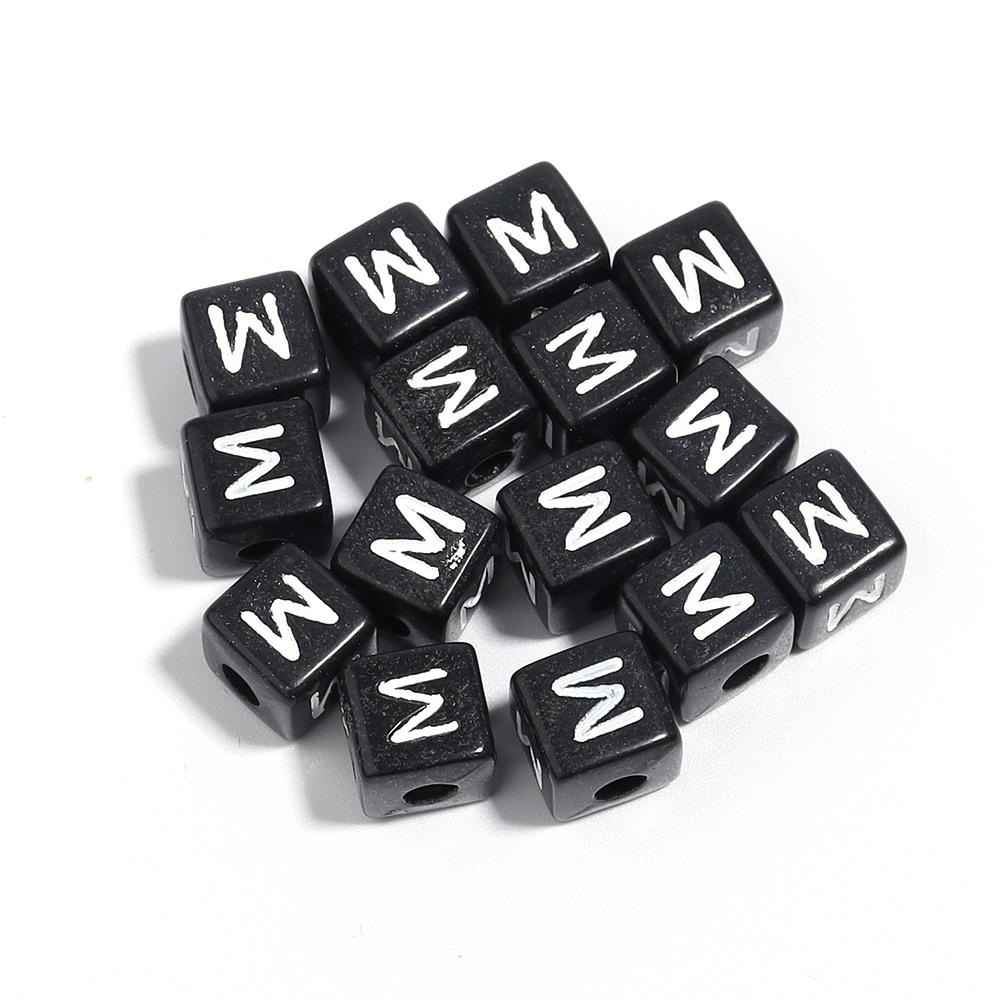 50-100pcs Black Acrylic Letter Beads A-Z Alphabet Beads Cube Spacer Beads For DIY Bracelet Necklace Jewelry Making Accessories