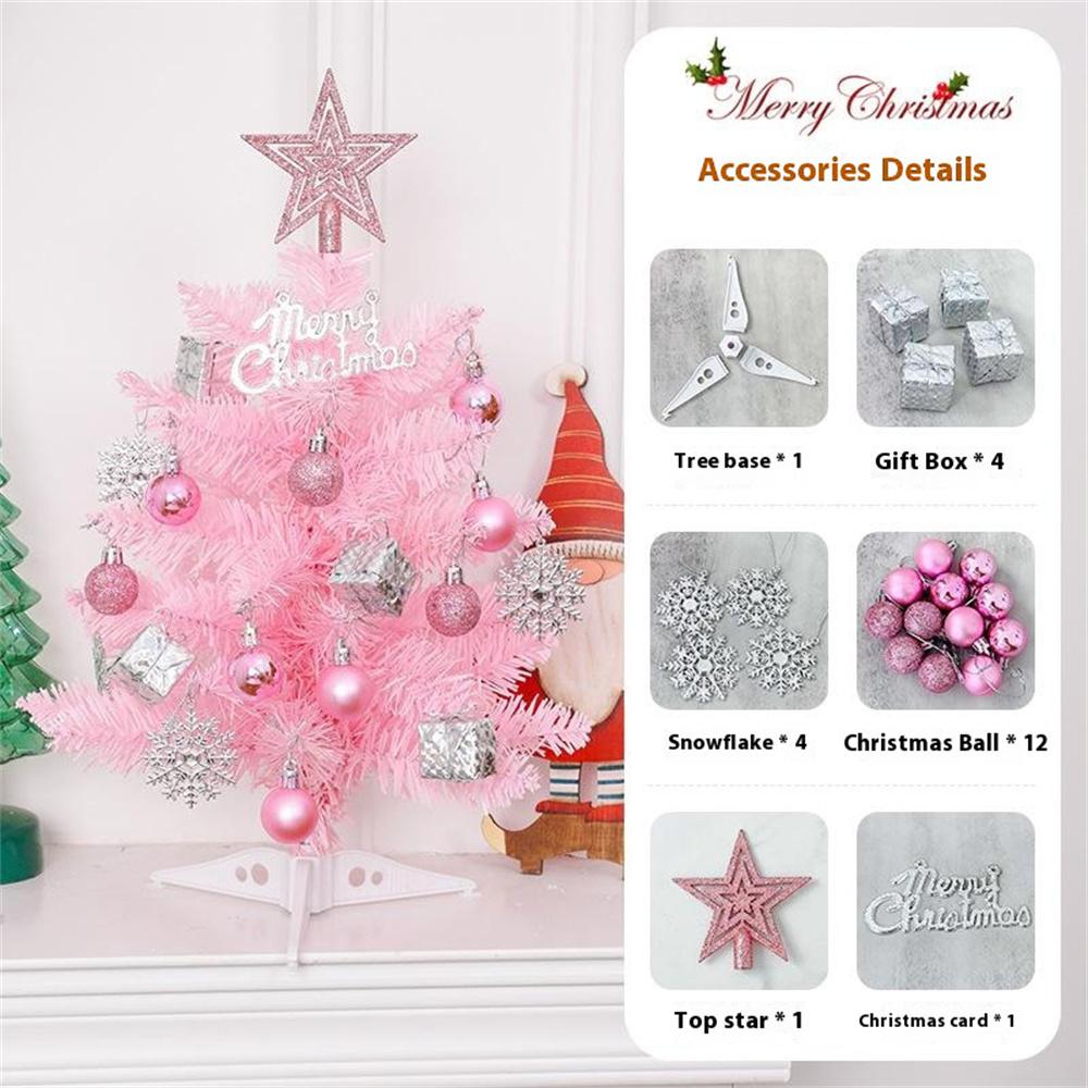 40cm Mini Tabletop Christmas Tree PVC Christmas Tree with Hanging Ornaments for DIY Christmas Decoration