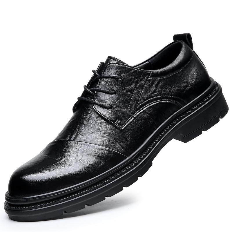 Spring High End Men's Casual Leather Business Office Shoes Designer Oxford Shoes Comfortable Soft Soled Fashion Flat Shoes