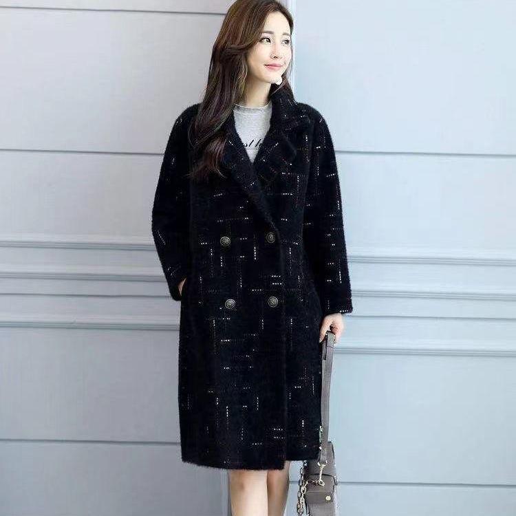 Новое осенне-зимнее толстое женское пальто из искусственного норкового бархата, длинное тонкое пальто для ношения, модное пальто выше колена