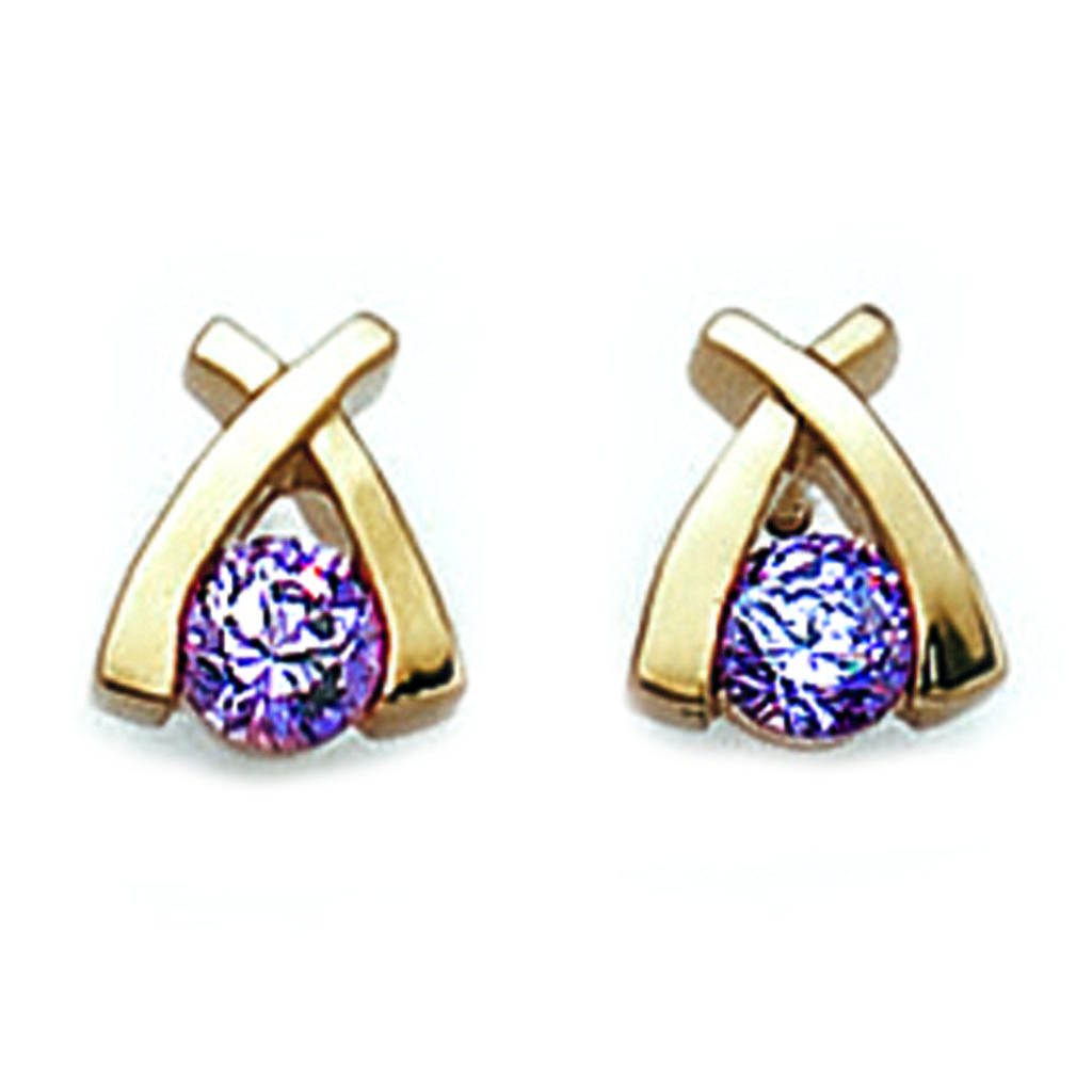 Les Trésors De Lily [B8485] - Gold Plated Earrings 'Câlin' Golden Amethyst - 7x8 Mm