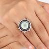 Кольцо из стерлингового серебра 925 пробы ручной работы с драгоценным камнем аквахалцедоном, камень марта